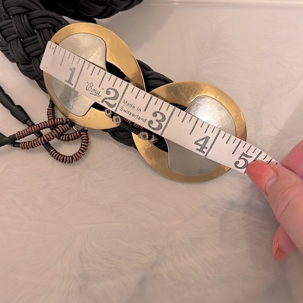 Marjorie Baer vintage braided Belt with metal buckle and beaded fringe detail - Picture 13 of 13